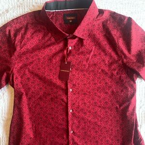 Consequence Red and Black Rose Patterned Men's Casual Shirt